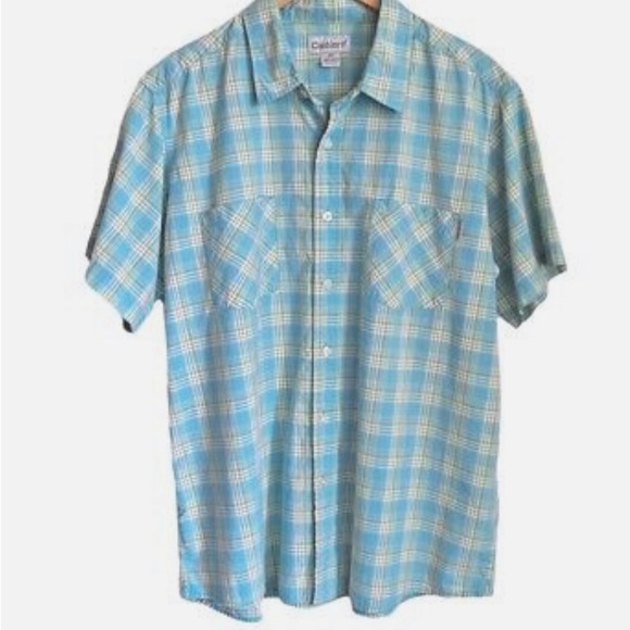 Carhartt Mens Button Up Short Sleeve Vintage Casual Blue - Picture 9 of 9